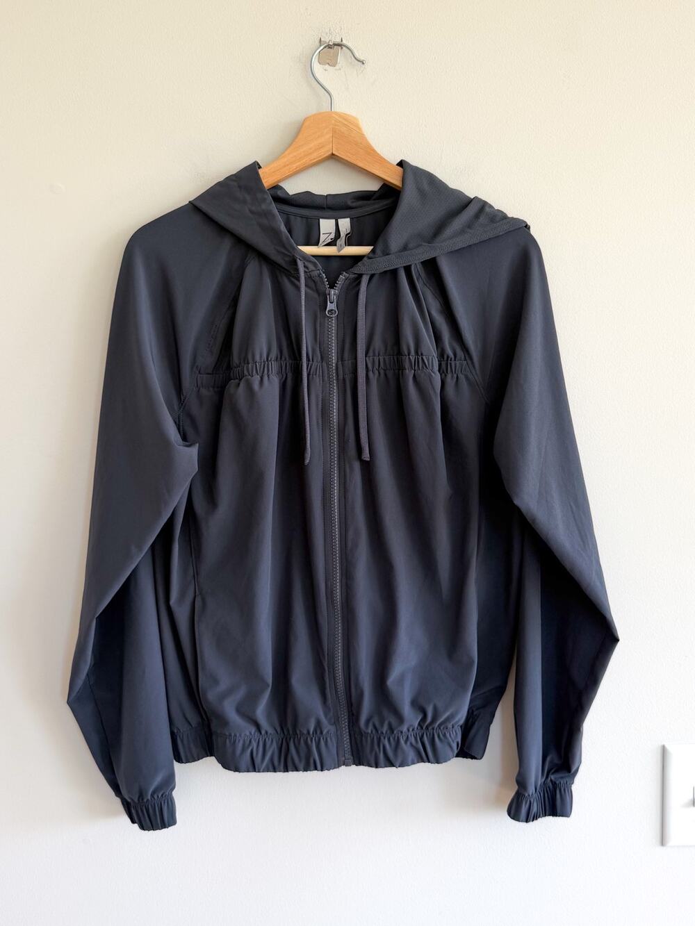 Z by Zella Zip Up Crew Neck Outdoor Hooded Windbreaker Jacket Blue S